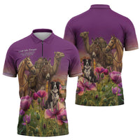 ANZAC Day Zipper Polo Shirt Lest We Forget The Animals Of War