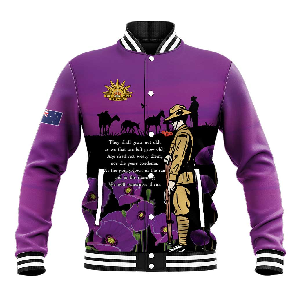 ANZAC Soldier and War Animals Baseball Jacket We Will Remember Them