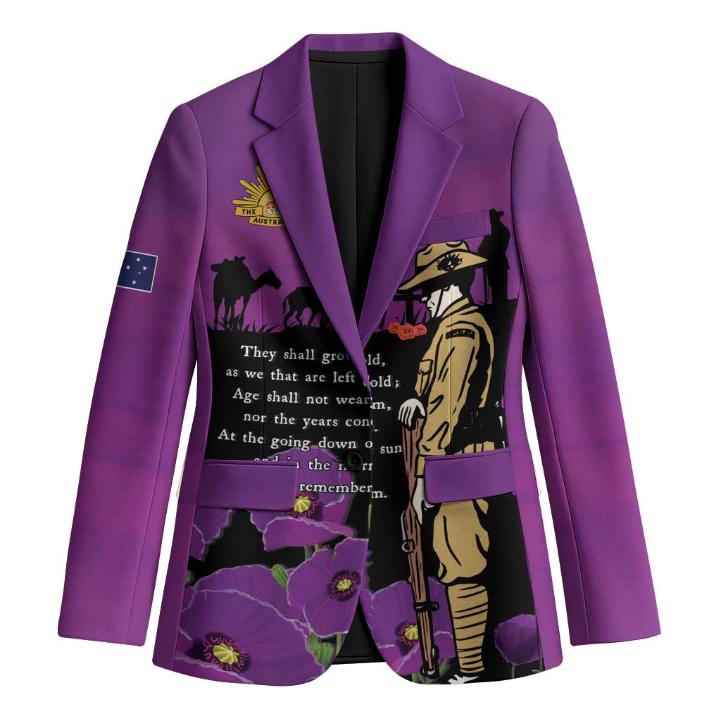 ANZAC Soldier and War Animals Blazer We Will Remember Them LT15 Unisex Purple - Polynesian Pride