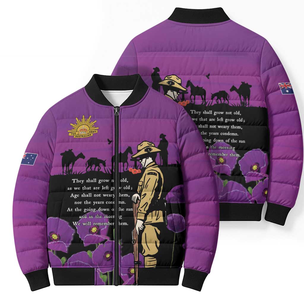 ANZAC Soldier and War Animals Bomber Puffer Jacket We Will Remember Them LT15 - Polynesian Pride
