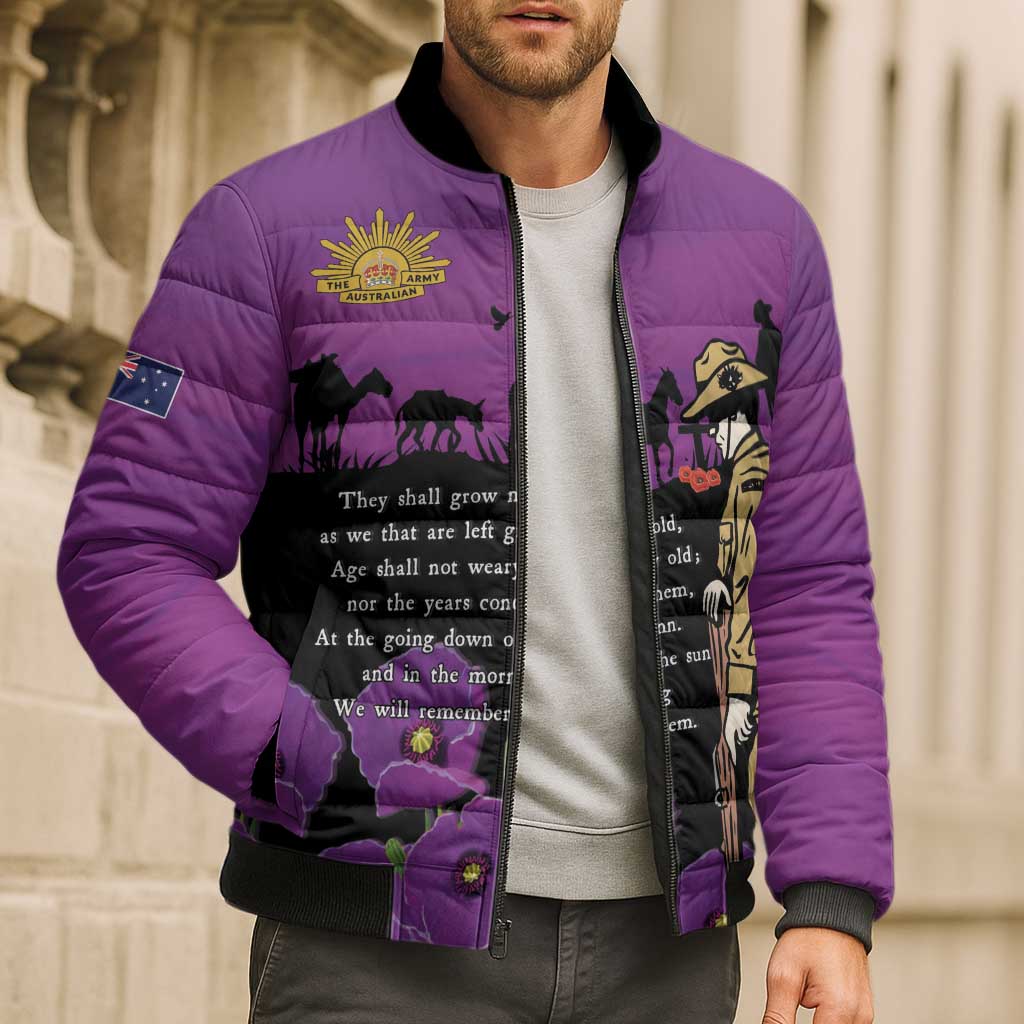 ANZAC Soldier and War Animals Bomber Puffer Jacket We Will Remember Them LT15 - Polynesian Pride