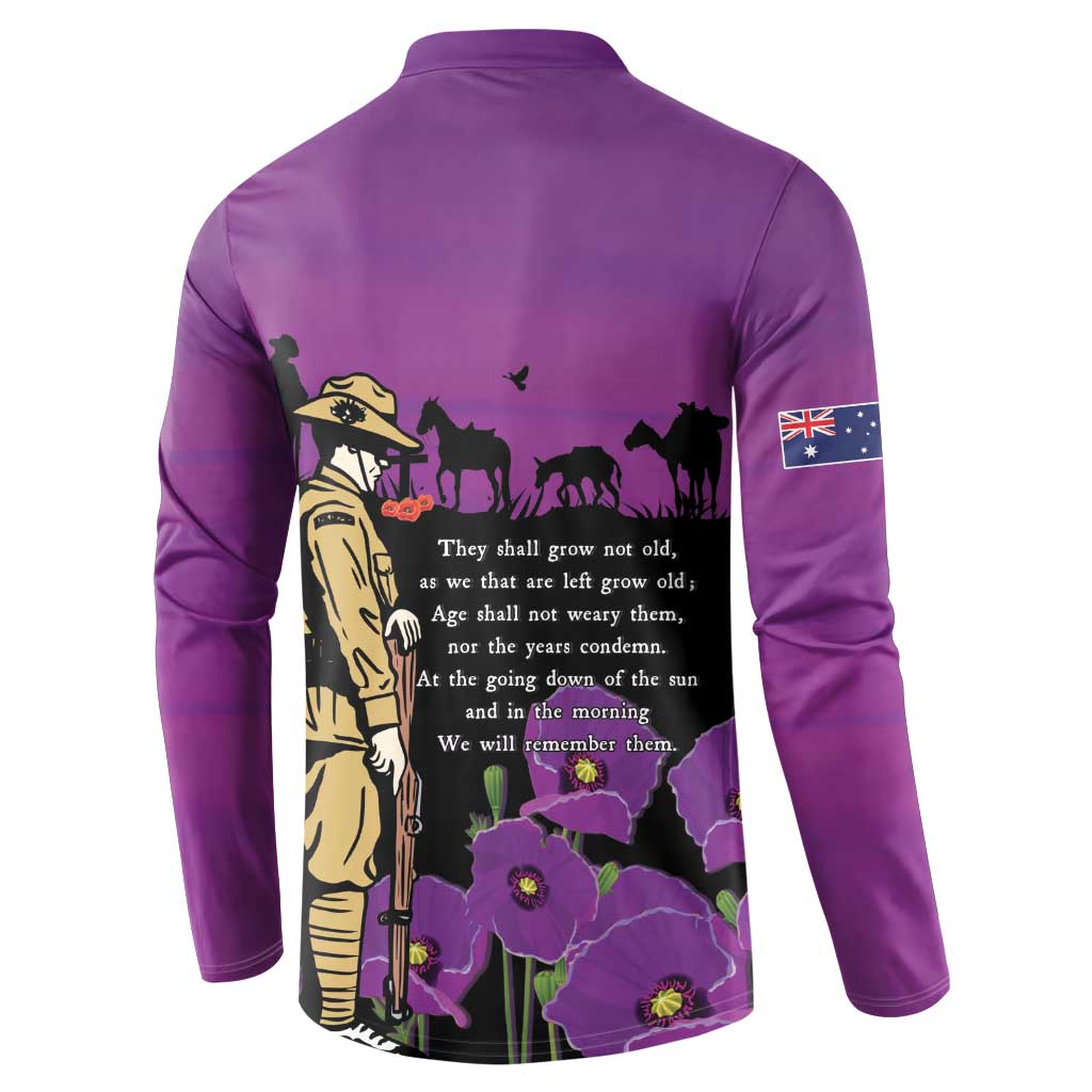 ANZAC Soldier and War Animals Button Sweatshirt We Will Remember Them