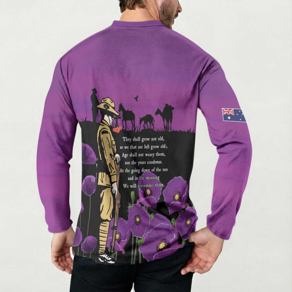ANZAC Soldier and War Animals Button Sweatshirt We Will Remember Them