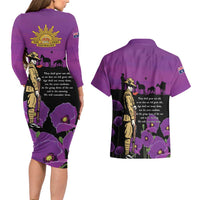 ANZAC Soldier and War Animals Couples Matching Long Sleeve Bodycon Dress and Hawaiian Shirt We Will Remember Them LT15 - Polynesian Pride