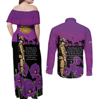 ANZAC Soldier and War Animals Couples Matching Off Shoulder Maxi Dress and Long Sleeve Button Shirt We Will Remember Them