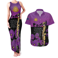 ANZAC Soldier and War Animals Couples Matching Tank Maxi Dress and Hawaiian Shirt We Will Remember Them LT15 Purple - Polynesian Pride