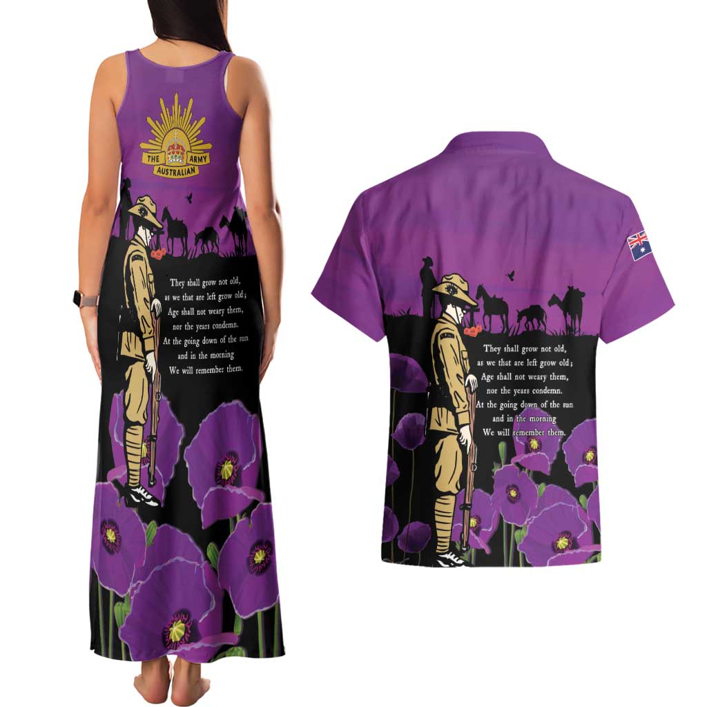 ANZAC Soldier and War Animals Couples Matching Tank Maxi Dress and Hawaiian Shirt We Will Remember Them LT15 - Polynesian Pride