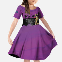 ANZAC Soldier and War Animals Family Matching Puletasi and Hawaiian Shirt We Will Remember Them LT15 Daughter's Dress Purple - Polynesian Pride