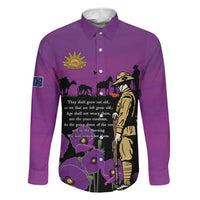 ANZAC Soldier and War Animals Family Matching Puletasi and Hawaiian Shirt We Will Remember Them LT15 Dad's Shirt - Long Sleeve Purple - Polynesian Pride
