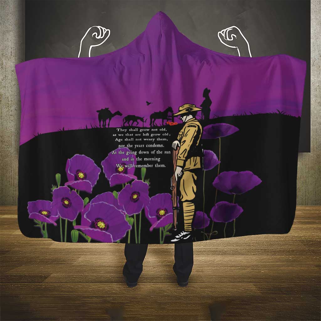 ANZAC Soldier and War Animals Hooded Blanket We Will Remember Them
