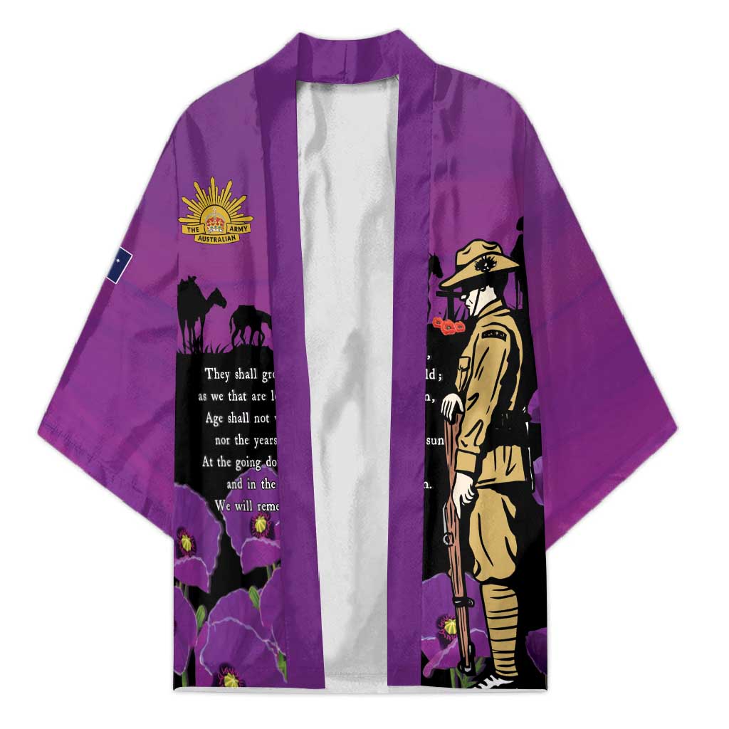 ANZAC Soldier and War Animals Kimono We Will Remember Them LT15 Unisex Purple - Polynesian Pride