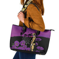 ANZAC Soldier and War Animals Leather Tote Bag We Will Remember Them
