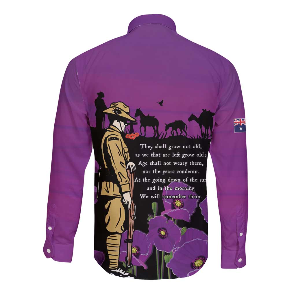 ANZAC Soldier and War Animals Long Sleeve Button Shirt We Will Remember Them
