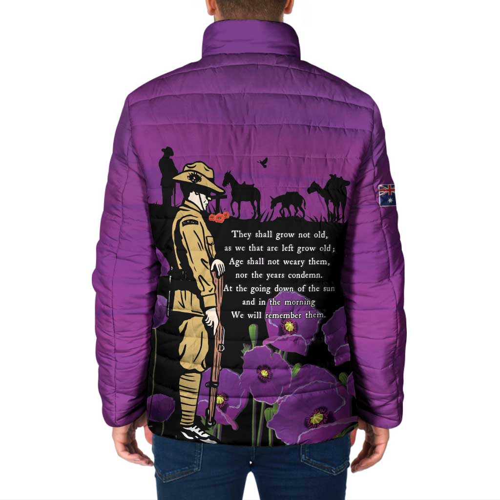 ANZAC Soldier and War Animals Padded Jacket We Will Remember Them
