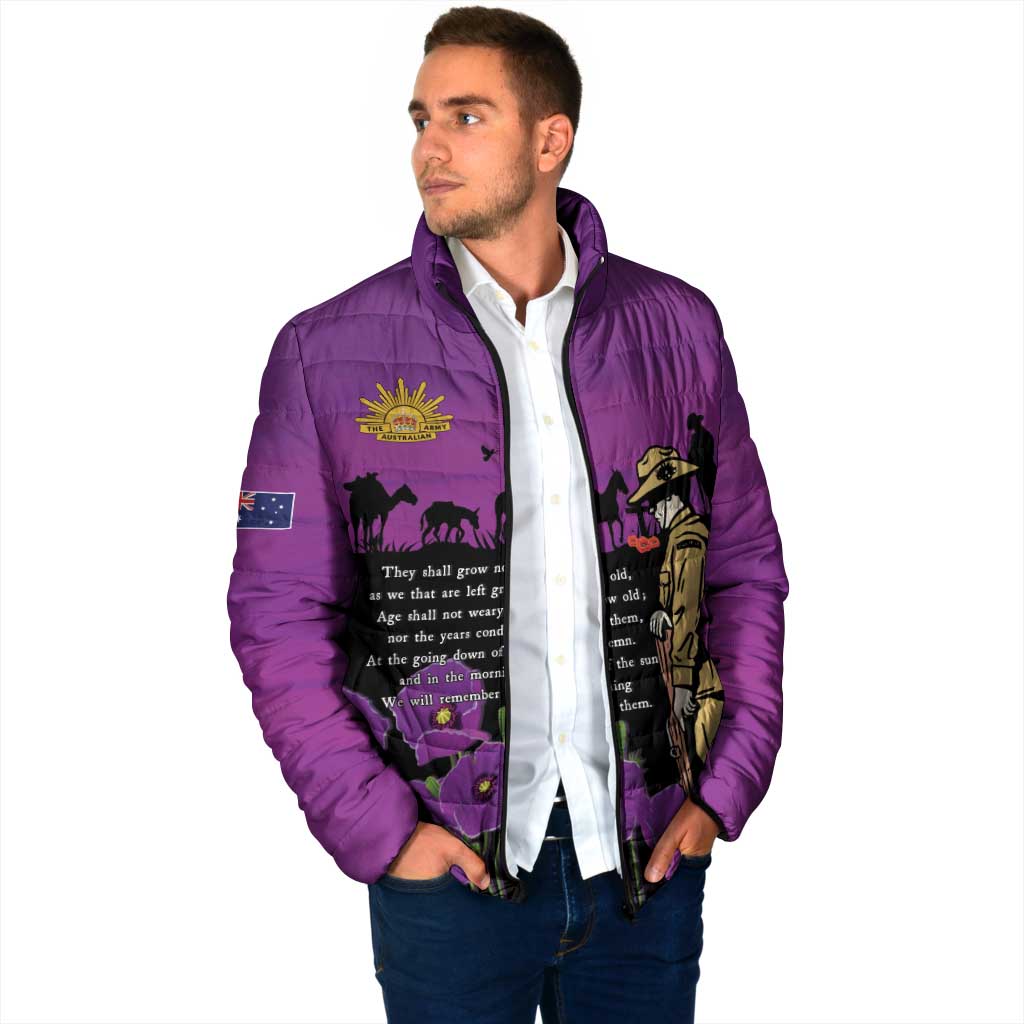 ANZAC Soldier and War Animals Padded Jacket We Will Remember Them