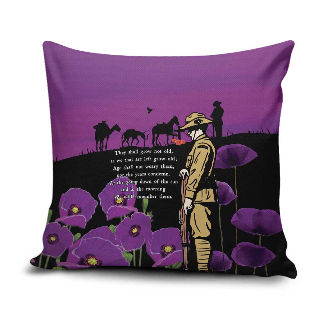 ANZAC Soldier and War Animals Pillow Cover We Will Remember Them LT15 Purple - Polynesian Pride