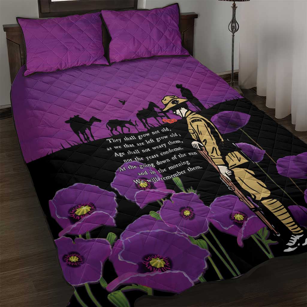 ANZAC Soldier and War Animals Quilt Bed Set We Will Remember Them LT15 Purple - Polynesian Pride