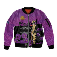 ANZAC Soldier and War Animals Sleeve Zip Bomber Jacket We Will Remember Them