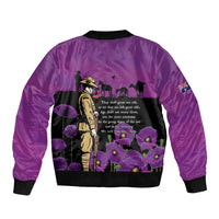 ANZAC Soldier and War Animals Sleeve Zip Bomber Jacket We Will Remember Them