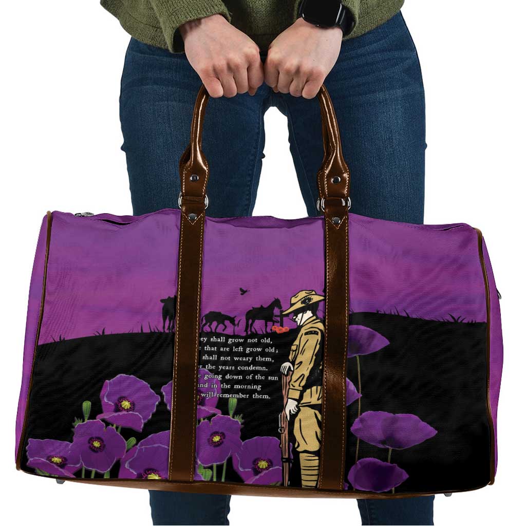 ANZAC Soldier and War Animals Travel Bag We Will Remember Them LT15 Purple - Polynesian Pride
