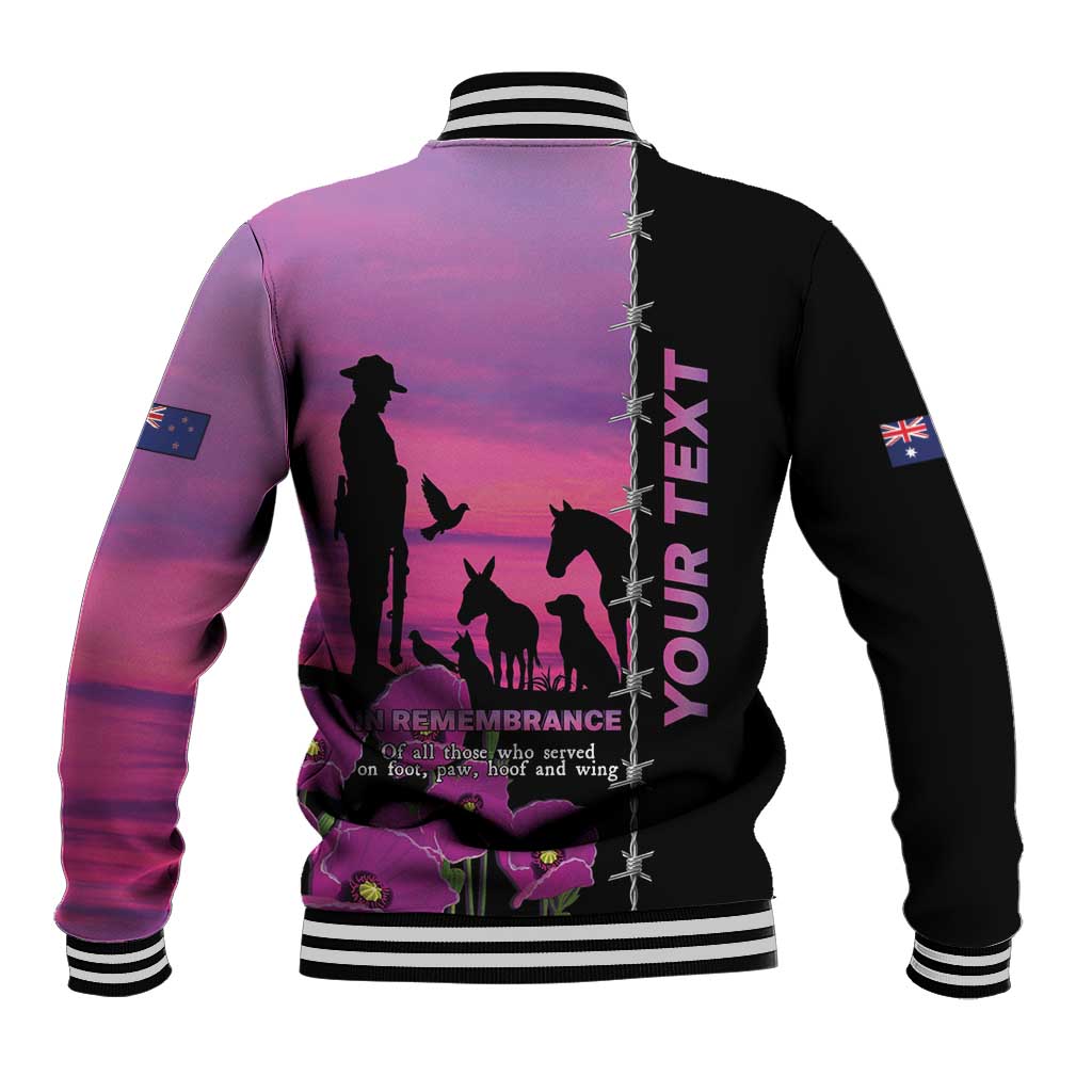 Personalised ANZAC War Animals Baseball Jacket Lest We Forget Memorial
