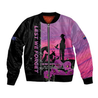Personalised ANZAC War Animals Bomber Jacket Lest We Forget Memorial LT15 Unisex Purple - Polynesian Pride