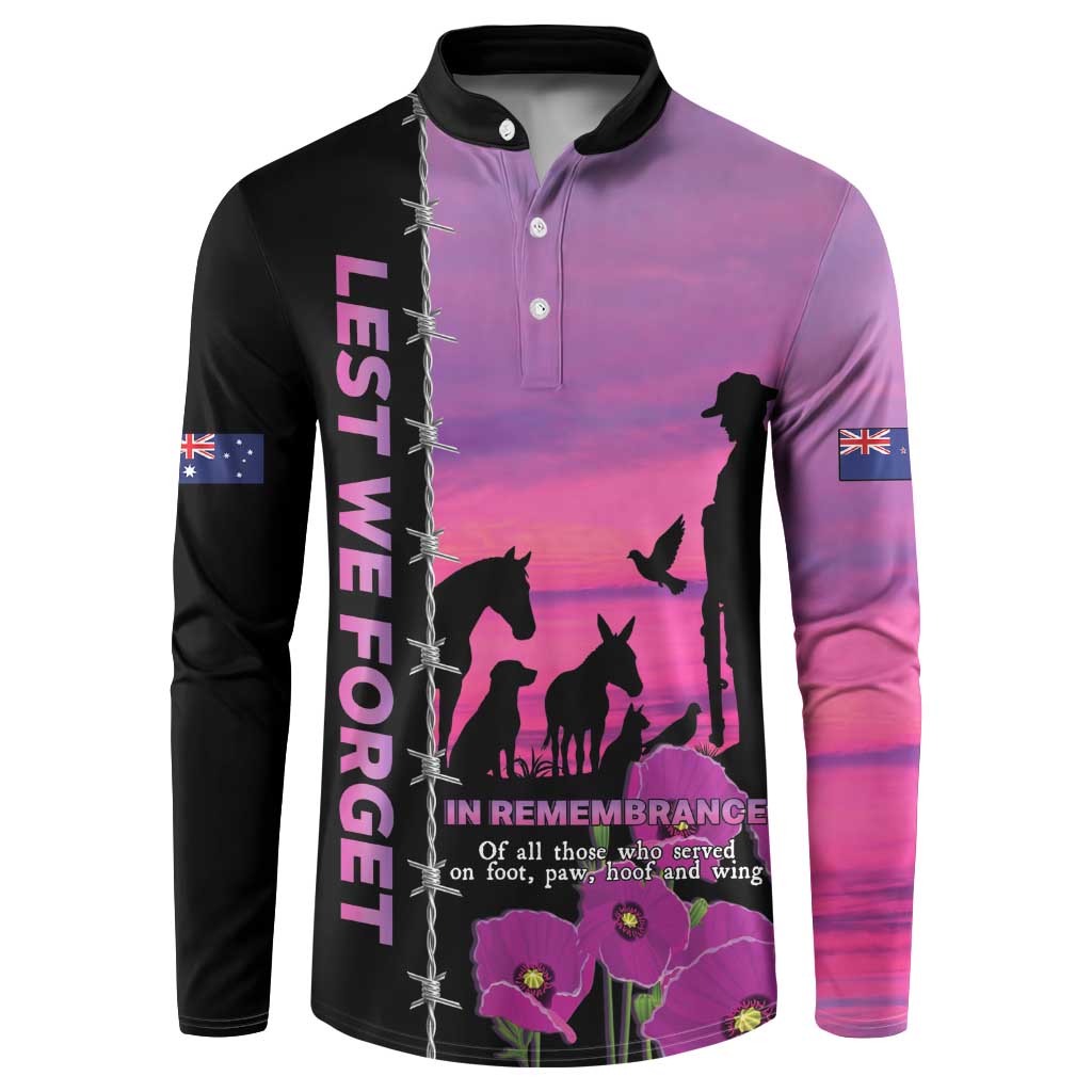 Personalised ANZAC War Animals Button Sweatshirt Lest We Forget Memorial LT15 Purple - Polynesian Pride