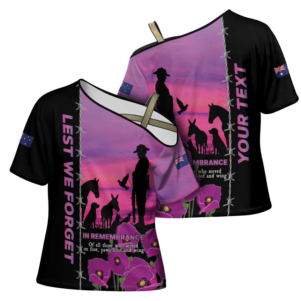 Personalised ANZAC War Animals Cross Shoulder Shirt Lest We Forget Memorial LT15 - Polynesian Pride
