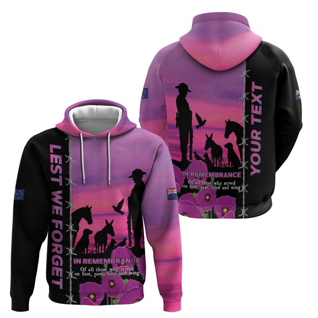 Personalised ANZAC War Animals Hoodie Lest We Forget Memorial LT15 - Polynesian Pride