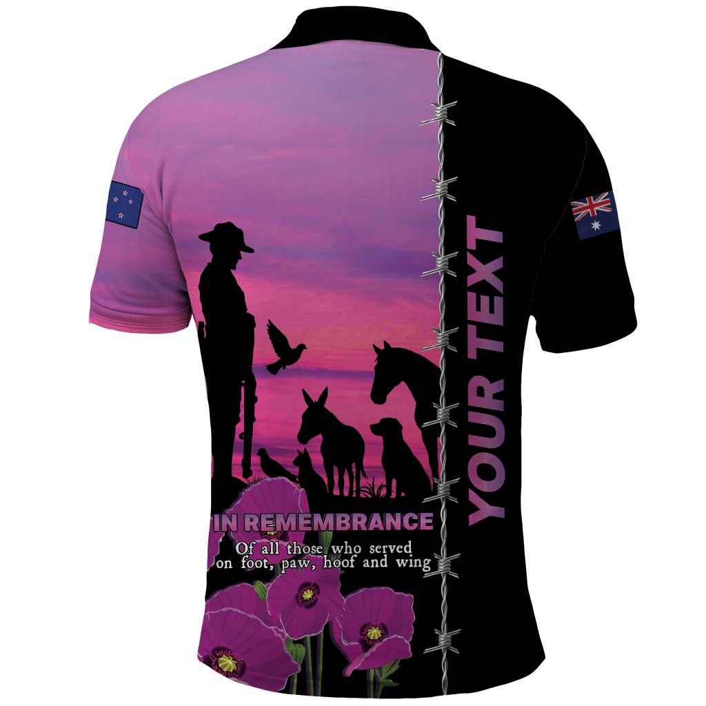 Personalised ANZAC War Animals Polo Shirt Lest We Forget Memorial LT15 - Polynesian Pride