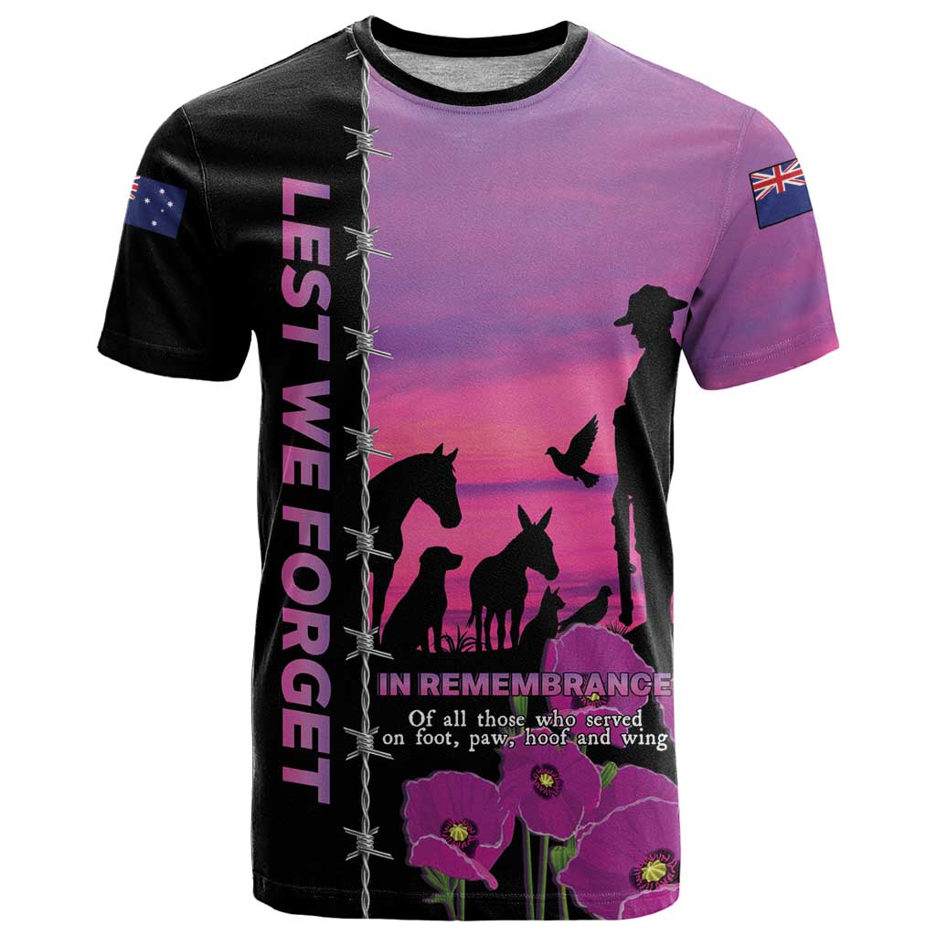 Personalised ANZAC War Animals T Shirt Lest We Forget Memorial LT15 Purple - Polynesian Pride