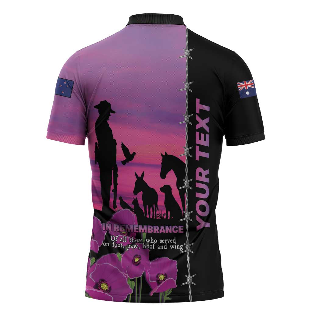 Personalised ANZAC War Animals Zipper Polo Shirt Lest We Forget Memorial LT15 - Polynesian Pride