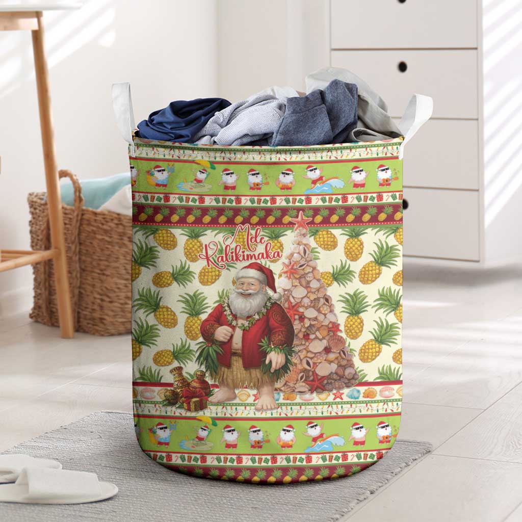 Hawaiian Santa Aloha Pineapple Christmas Laundry Basket Mele Kalikimaka - Polynesian Pride