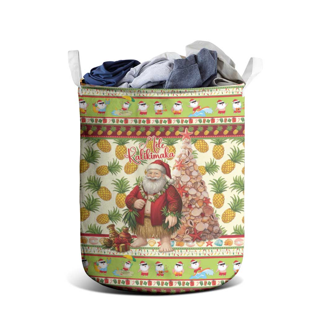 Hawaiian Santa Aloha Pineapple Christmas Laundry Basket Mele Kalikimaka - Polynesian Pride