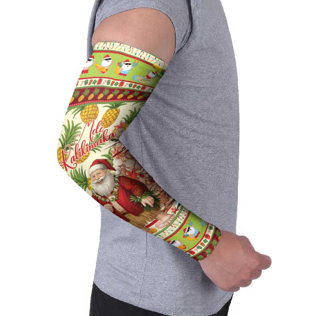 Hawaiian Santa Aloha Pineapple Christmas Arm Sleeves Mele Kalikimaka - Polynesian Pride