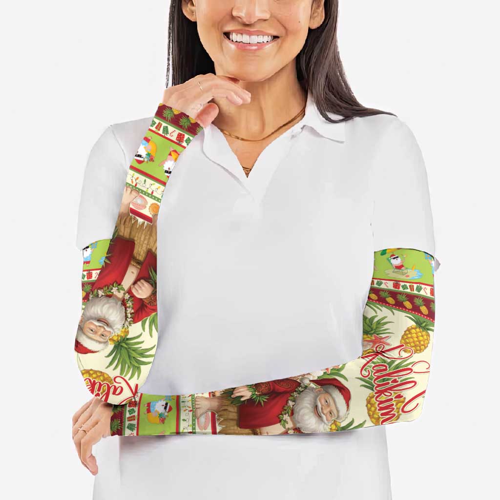 Hawaiian Santa Aloha Pineapple Christmas Arm Sleeves Mele Kalikimaka - Polynesian Pride
