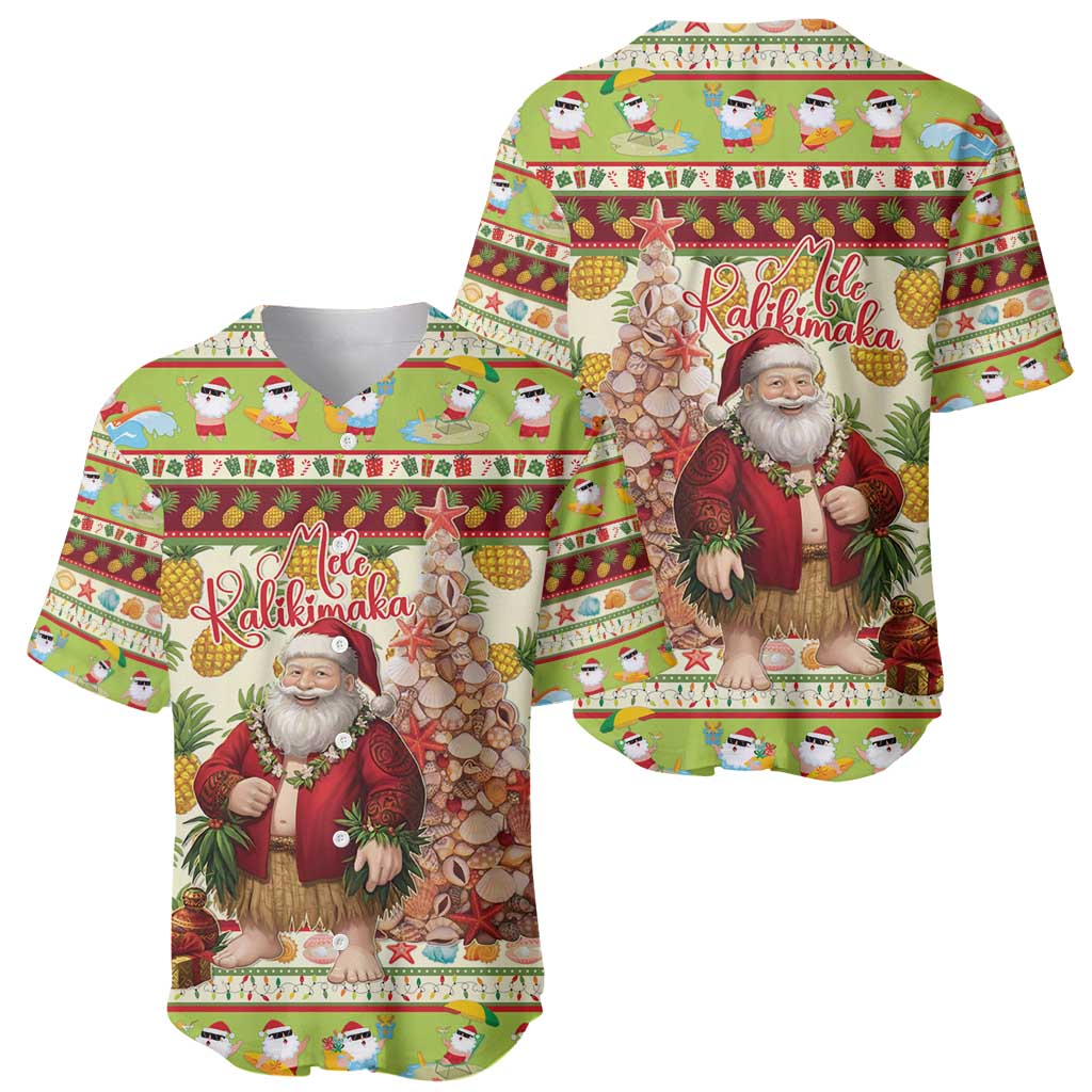 Hawaiian Santa Aloha Pineapple Christmas Baseball Jersey Mele Kalikimaka - Polynesian Pride