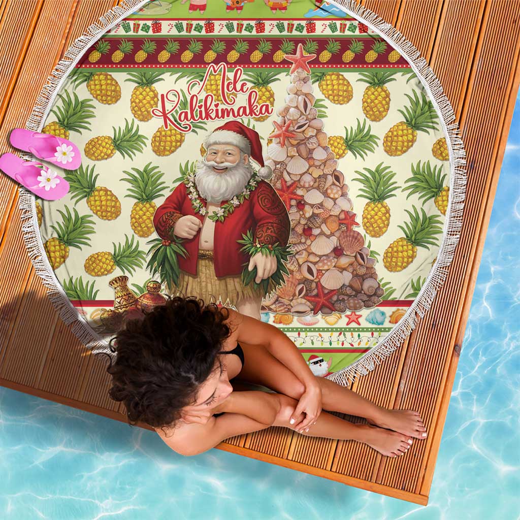 Hawaiian Santa Aloha Pineapple Christmas Beach Blanket Mele Kalikimaka - Polynesian Pride