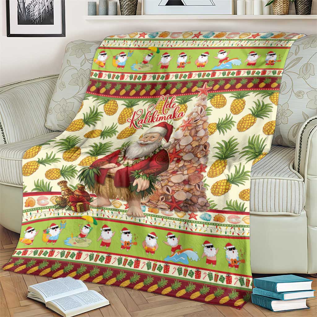 Hawaiian Santa Aloha Pineapple Christmas Blanket Mele Kalikimaka - Polynesian Pride