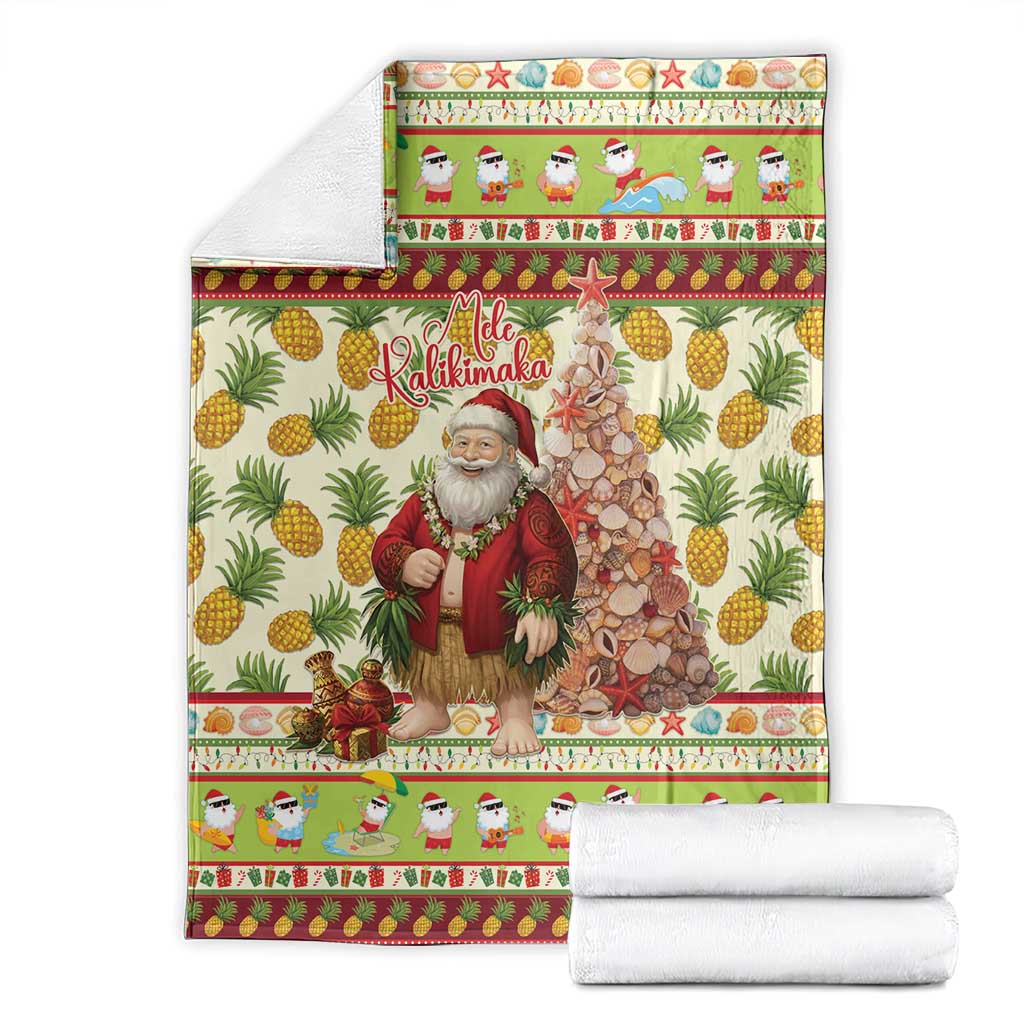 Hawaiian Santa Aloha Pineapple Christmas Blanket Mele Kalikimaka - Polynesian Pride