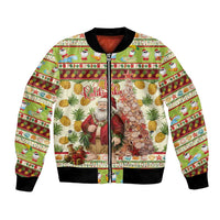 Hawaiian Santa Aloha Pineapple Christmas Bomber Jacket Mele Kalikimaka - Polynesian Pride