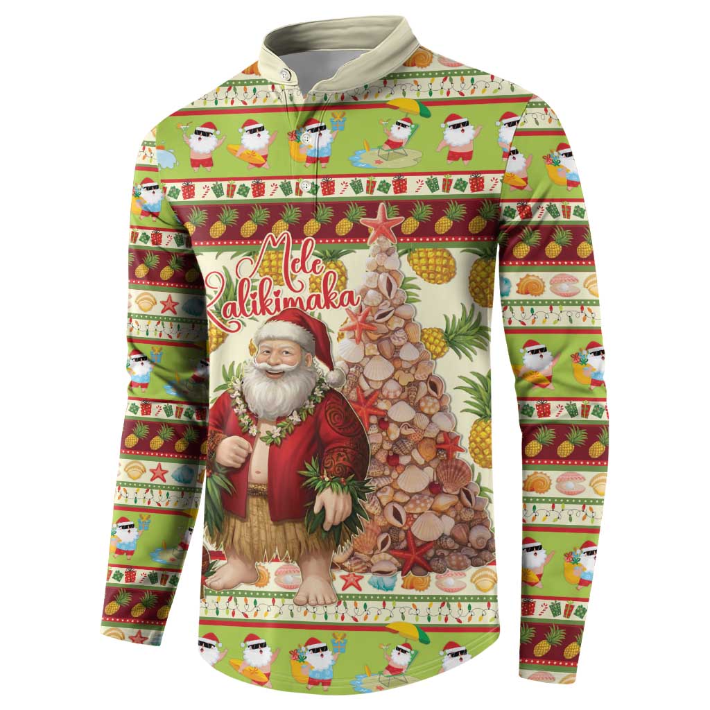 Hawaiian Santa Aloha Pineapple Christmas Button Sweatshirt Mele Kalikimaka - Polynesian Pride