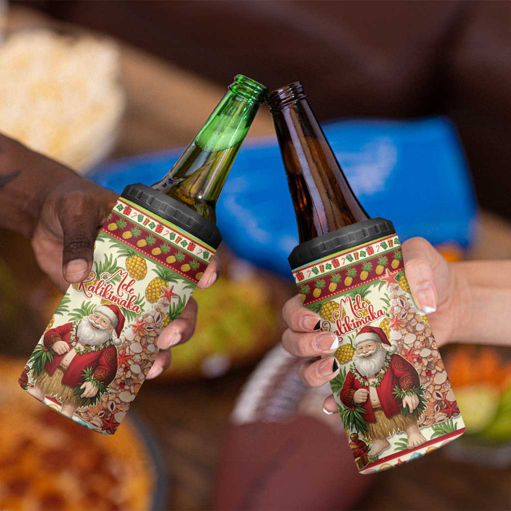 Hawaiian Santa Aloha Pineapple Christmas 4 in 1 Can Cooler Tumbler Mele Kalikimaka - Polynesian Pride