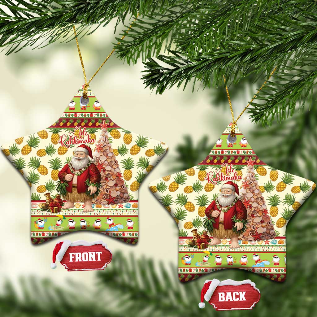 Hawaiian Santa Aloha Pineapple Christmas Ceramic Ornament Mele Kalikimaka - Polynesian Pride