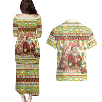 Hawaiian Santa Aloha Pineapple Christmas Couples Matching Puletasi and Hawaiian Shirt Mele Kalikimaka LT15 - Polynesian Pride