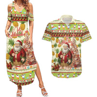 Hawaiian Santa Aloha Pineapple Christmas Couples Matching Summer Maxi Dress and Hawaiian Shirt Mele Kalikimaka - Polynesian Pride