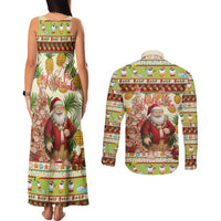 Hawaiian Santa Aloha Pineapple Christmas Couples Matching Tank Maxi Dress and Long Sleeve Button Shirt Mele Kalikimaka - Polynesian Pride