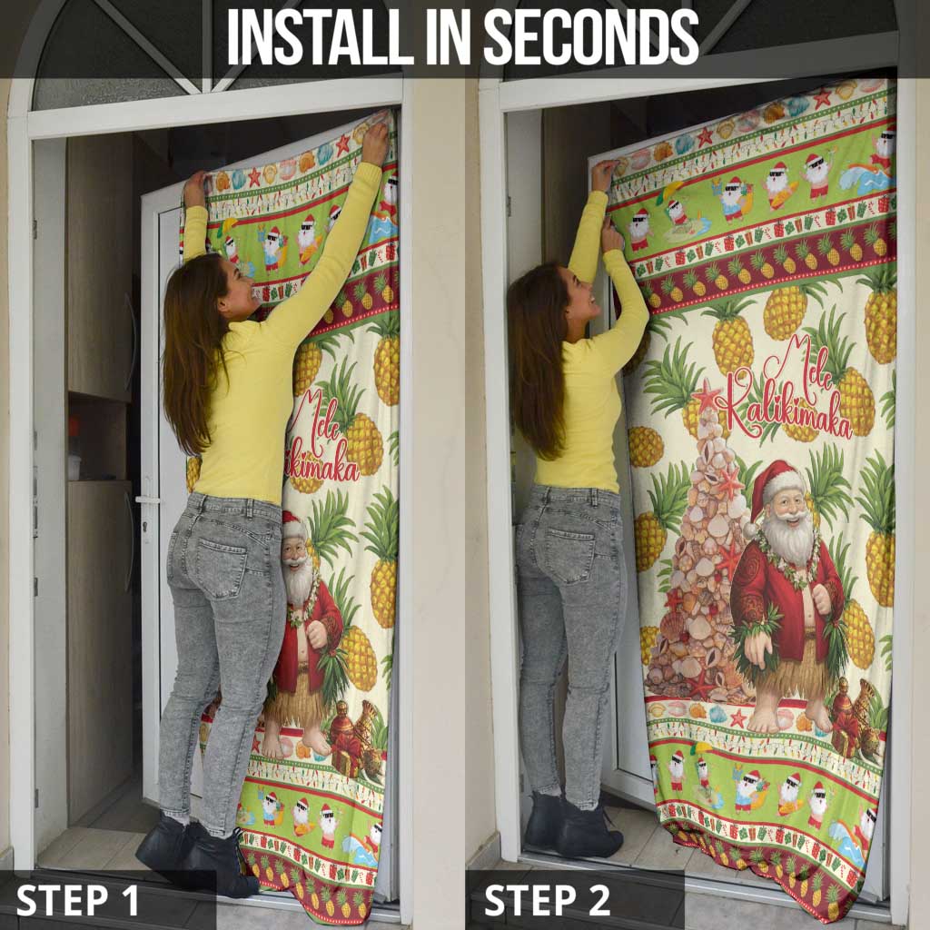 Hawaiian Santa Aloha Pineapple Christmas Door Cover Mele Kalikimaka - Polynesian Pride