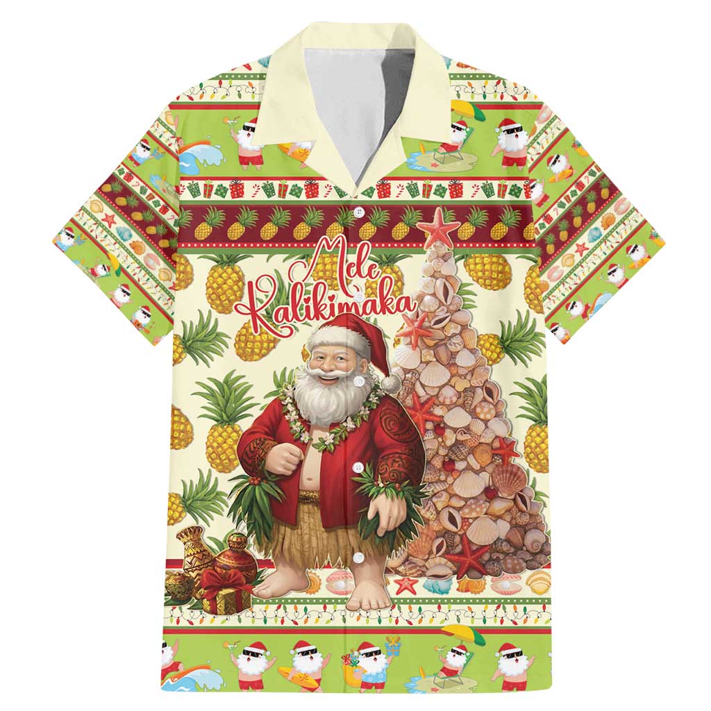 Hawaiian Santa Aloha Pineapple Christmas Family Matching Mermaid Dress and Hawaiian Shirt Mele Kalikimaka - Polynesian Pride