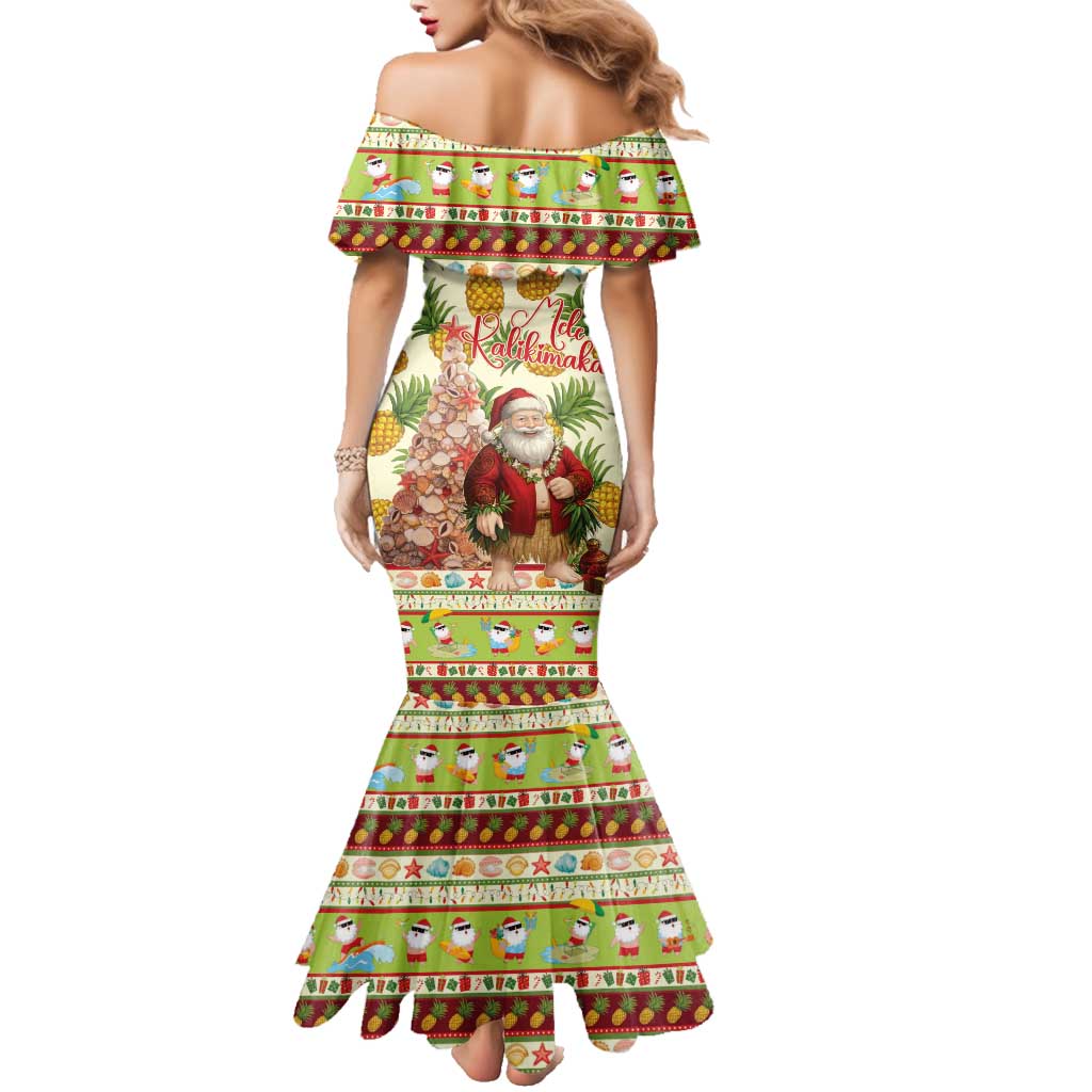 Hawaiian Santa Aloha Pineapple Christmas Family Matching Mermaid Dress and Hawaiian Shirt Mele Kalikimaka - Polynesian Pride
